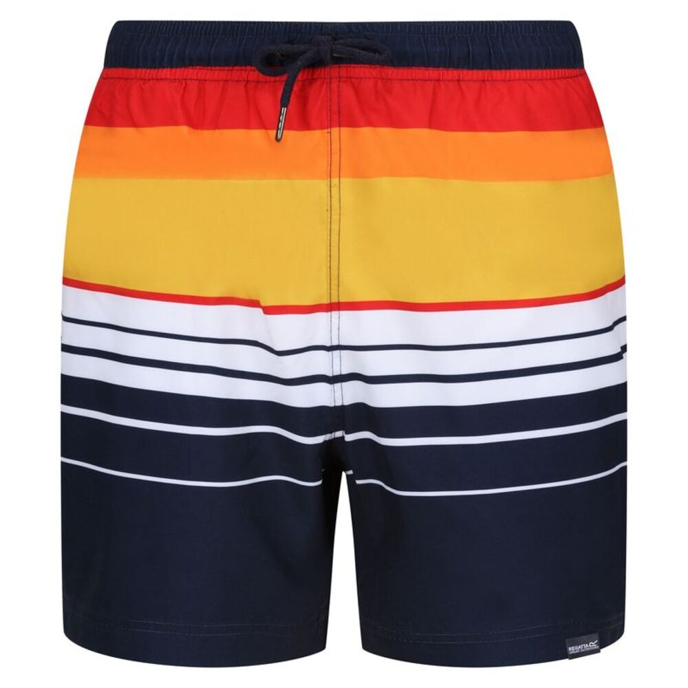 Regatta Mens Loras Striped Swim Shorts / Navy/Orange
